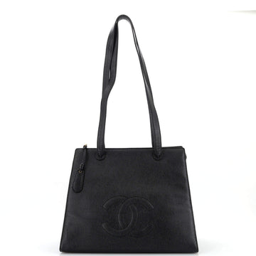 Chanel Vintage CC Zip Square Shoulder Bag Caviar Large