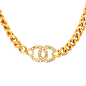 Chanel CC Round Button Choker Necklace Metal with Crystals