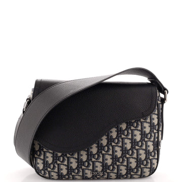 Christian Dior Saddle Flap Messenger Bag Oblique Canvas and Leather Mini