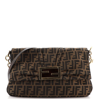 Fendi Mia Flap Crossbody Bag Zucca Canvas Medium