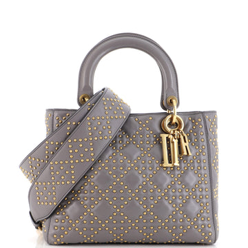 Christian Dior Supple Lady Dior Bag Cannage Studded Lambskin Medium