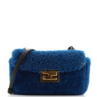 Fendi Be Baguette Flap Bag Shearling Mini