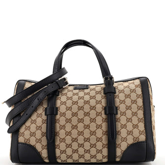 Gucci Belted Handle Boston Bag GG Canvas Large