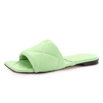 Bottega Veneta Women's Rubber Lido Flat Sandals Quilted Embossed Leather