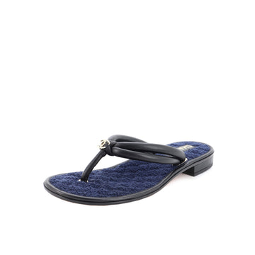 Chanel Women's Interlocking CC Thong Sandals Leather