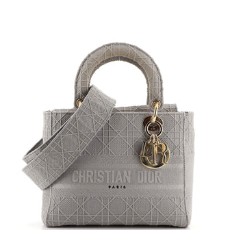 Christian Dior Lady D-Lite Bag Cannage Embroidered Canvas Medium