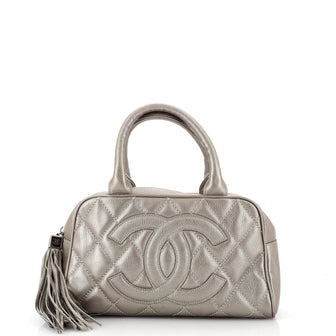 Chanel CC Tassel Bowler Bag Quilted Caviar Medium