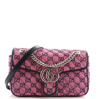 Gucci GG Marmont Flap Bag Diagonal Quilted GG Canvas Small