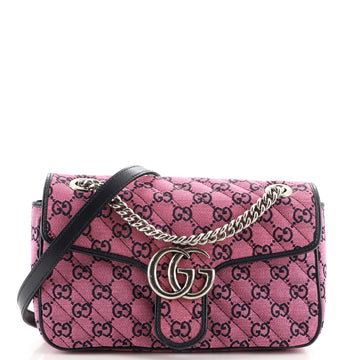 Gucci GG Marmont Flap Bag Diagonal Quilted GG Canvas Small