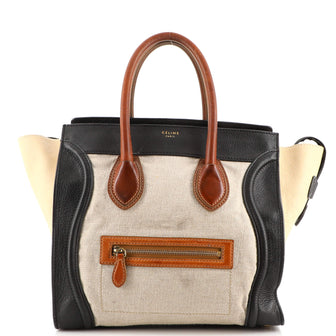 Celine Tricolor Luggage Bag Canvas and Leather Mini