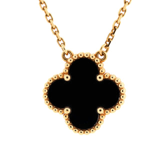 Van Cleef & Arpels Vintage Alhambra Pendant Necklace 18K Yellow Gold and Onyx