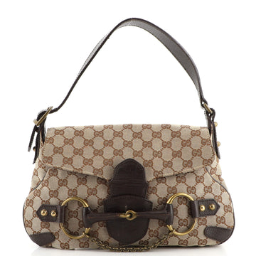 Gucci Horsebit Flap Shoulder Bag GG Canvas Medium