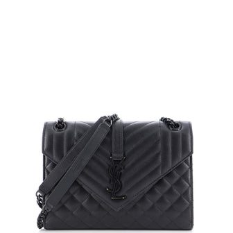 Saint Laurent Classic Monogram Envelope Satchel Mixed Matelasse Leather Medium