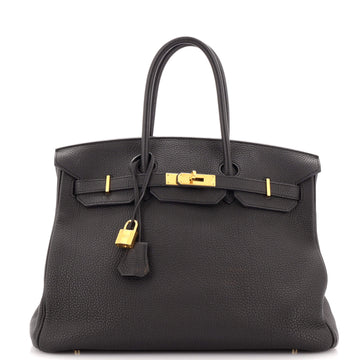 Hermes Birkin Handbag Black Togo with Gold Hardware 35