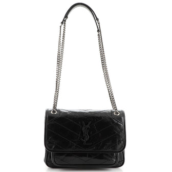 Saint Laurent Niki Chain Flap Bag Matelasse Chevron Leather Baby