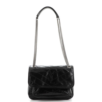 Saint Laurent Niki Chain Flap Bag Matelasse Chevron Leather Baby