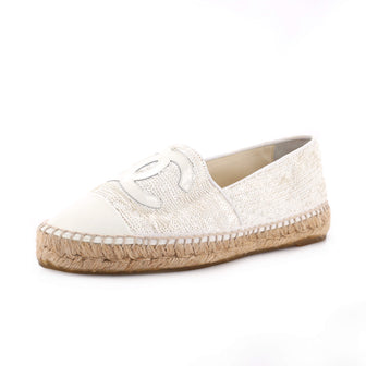Chanel Women's CC Cap Toe Espadrilles Sequins with Patent