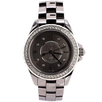 Chanel J12 Chromatic Quartz Watch Titanium and Ceramic with Diamond Bezel and Markers 33