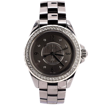 Chanel J12 Chromatic Quartz Watch Titanium and Ceramic with Diamond Bezel and Markers 33