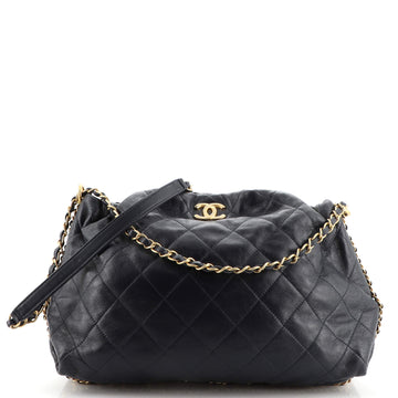 Chanel Double Chain CC Hobo Quilted Calfskin Medium