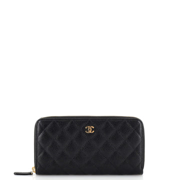 Chanel Zip Around Wallet Quilted Caviar Long