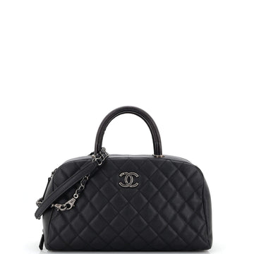 Chanel Coco Handle Bowling Bag Quilted Caviar with Lizard Medium