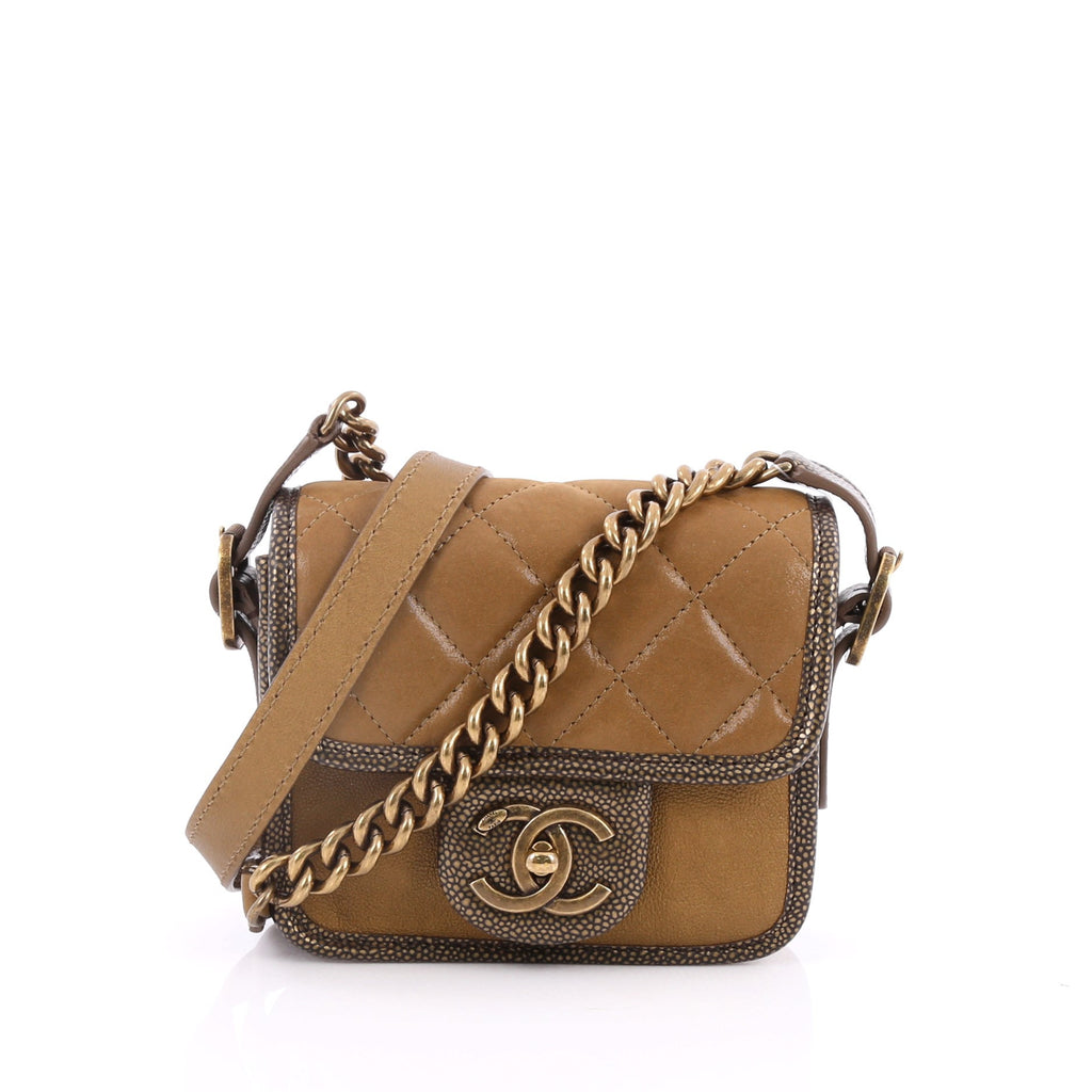 Gold Quilted Iridescent Calfskin and Caviar Paris-Bombay Mini Back To  School Flap Gold Hardware, 2012