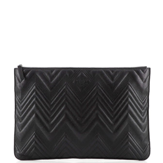 Chanel Zip Pouch Quilted Lambskin Large