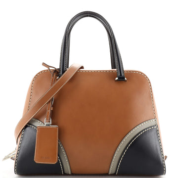 Prada Bauletto Dome Convertible Satchel Leather Medium