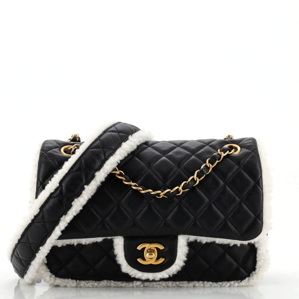 Chanel CC Back Muff Flap Bag Quilted Lambskin and Shearling