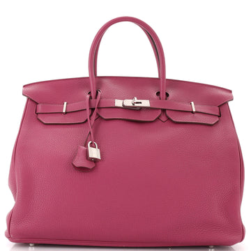 Hermes Birkin Handbag Pink Clemence with Palladium Hardware 40