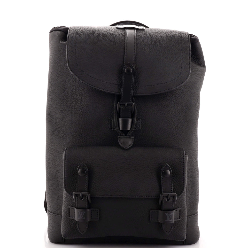 Louis Vuitton Christopher Slim Backpack Taurillon Leather Black