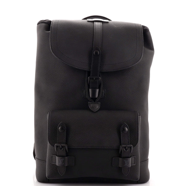 Louis Vuitton Christopher Slim Backpack Black Taurillon Leather with T –  EliteLaza