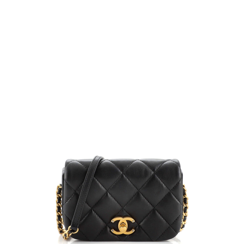Chanel Nailed CC Full Flap Bag Quilted Calfskin Mini Black 206588144