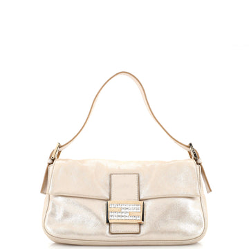 Fendi Baguette Bag Metallic Leather with Crystal Detail