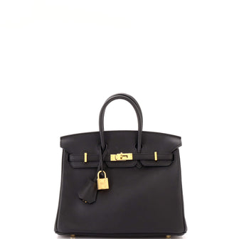 Hermes Birkin Handbag Black Swift with Gold Hardware 25