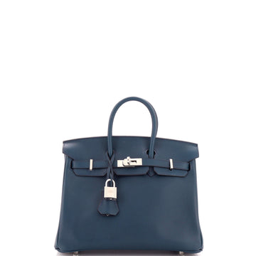 Hermes Birkin Handbag Blue Swift with Palladium Hardware 25