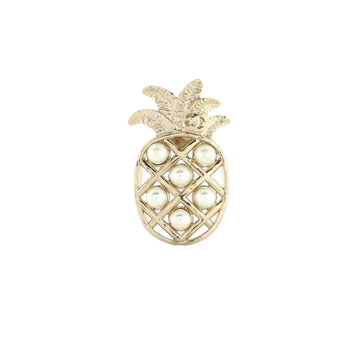 Chanel Pineapple Brooch Metal and Faux Pearls