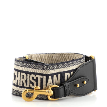 Christian Dior Logo Shoulder Strap Embroidered Canvas