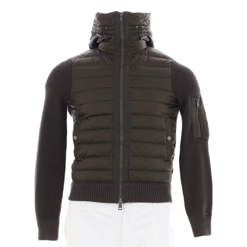 Moncler Men's Hooded Maglia Cardigan Quilted Polyamide with Down and Knit