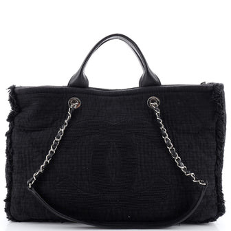 Chanel Double Face Deauville Tote Fringe Quilted Canvas Medium