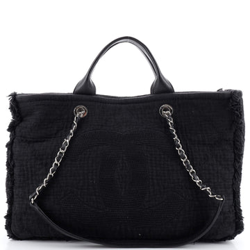 Chanel Double Face Deauville Tote Fringe Quilted Canvas Medium