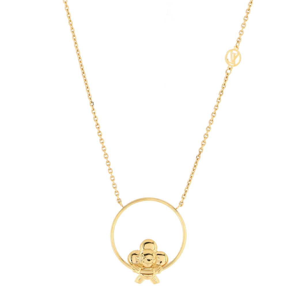Louis Vuitton Collier Vivienne Swinging Pendant Necklace Metal Gold 20661775