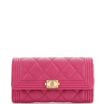 Chanel Boy Flap Wallet Quilted Caviar Long