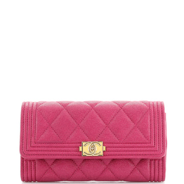 Chanel Boy Flap Wallet Quilted Caviar Long