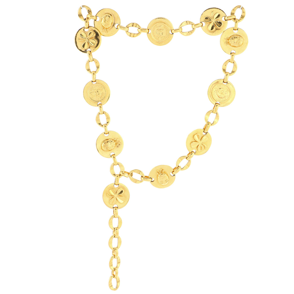 Chanel Vintage Round Lucky Charms Chain Belt Metal Gold 20661793