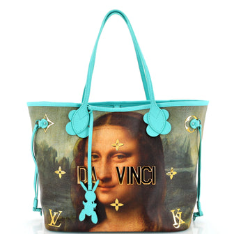 Louis Vuitton Neverfull NM Tote Limited Edition Jeff Koons Da Vinci Print Canvas MM