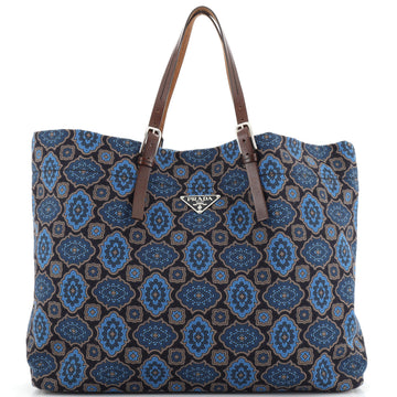 Prada Paisley Buckle Tote Printed Canvas Large