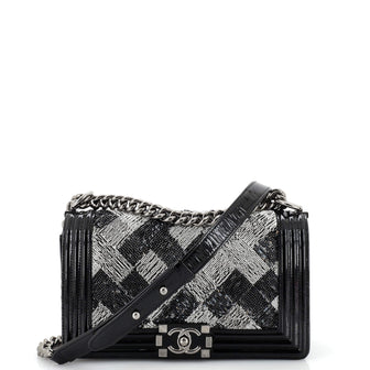 Chanel Black Sequins And Quilted Patent Leather Boy Bag Brushed Ruthenium  Hardware Available For Immediate Sale At Sotheby's