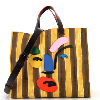 Fendi Picasso Pequin Convertible Tote Canvas with Applique Large